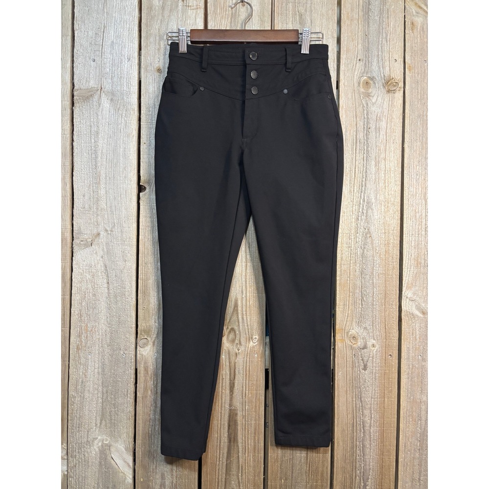Karl Lagerfeld Paris Womens Black High Waisted Skinny Pants Size 2 Triple Button